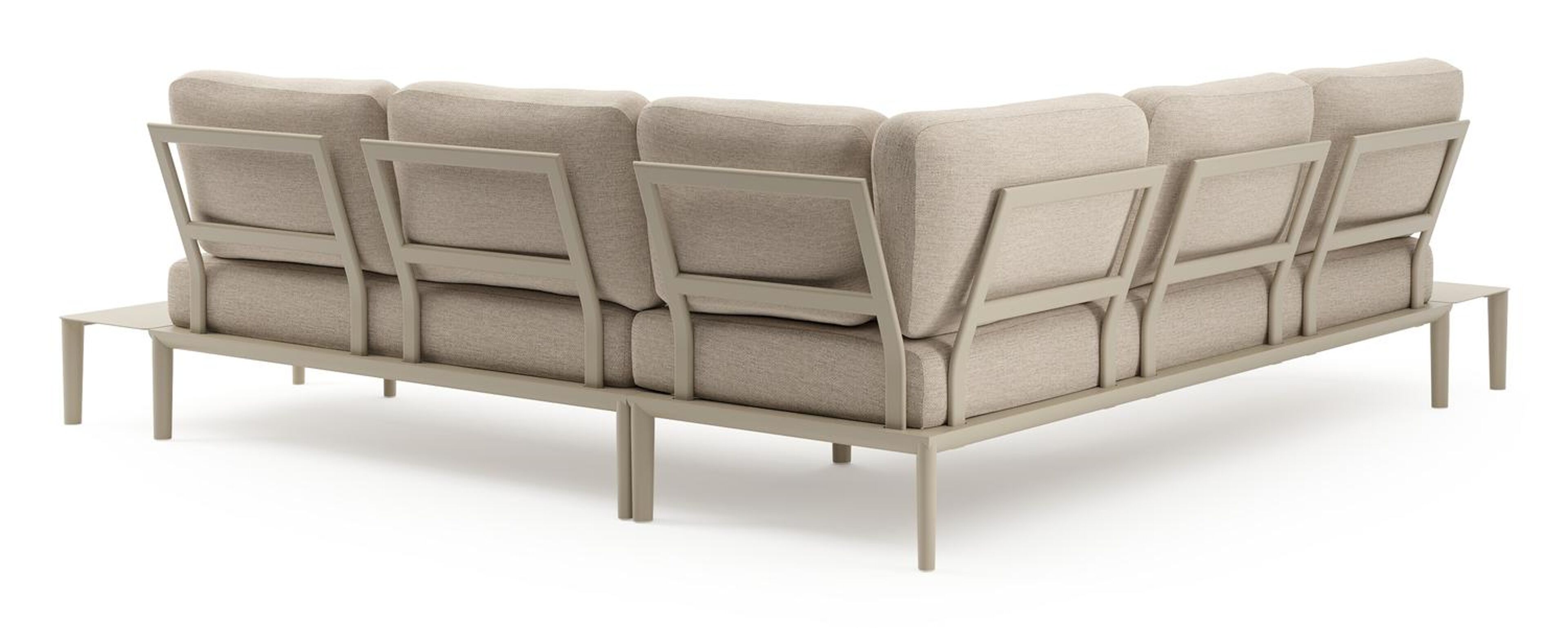 Salon de jardin d'angle Tolosa en aluminium beige et coussins en weather+ softtouch rustic