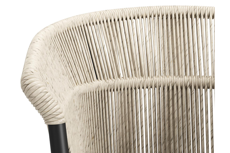 Feltro vierkante tuinset in zwart aluminium en sintered stone crema minerale met 4 Matera tuinstoelen