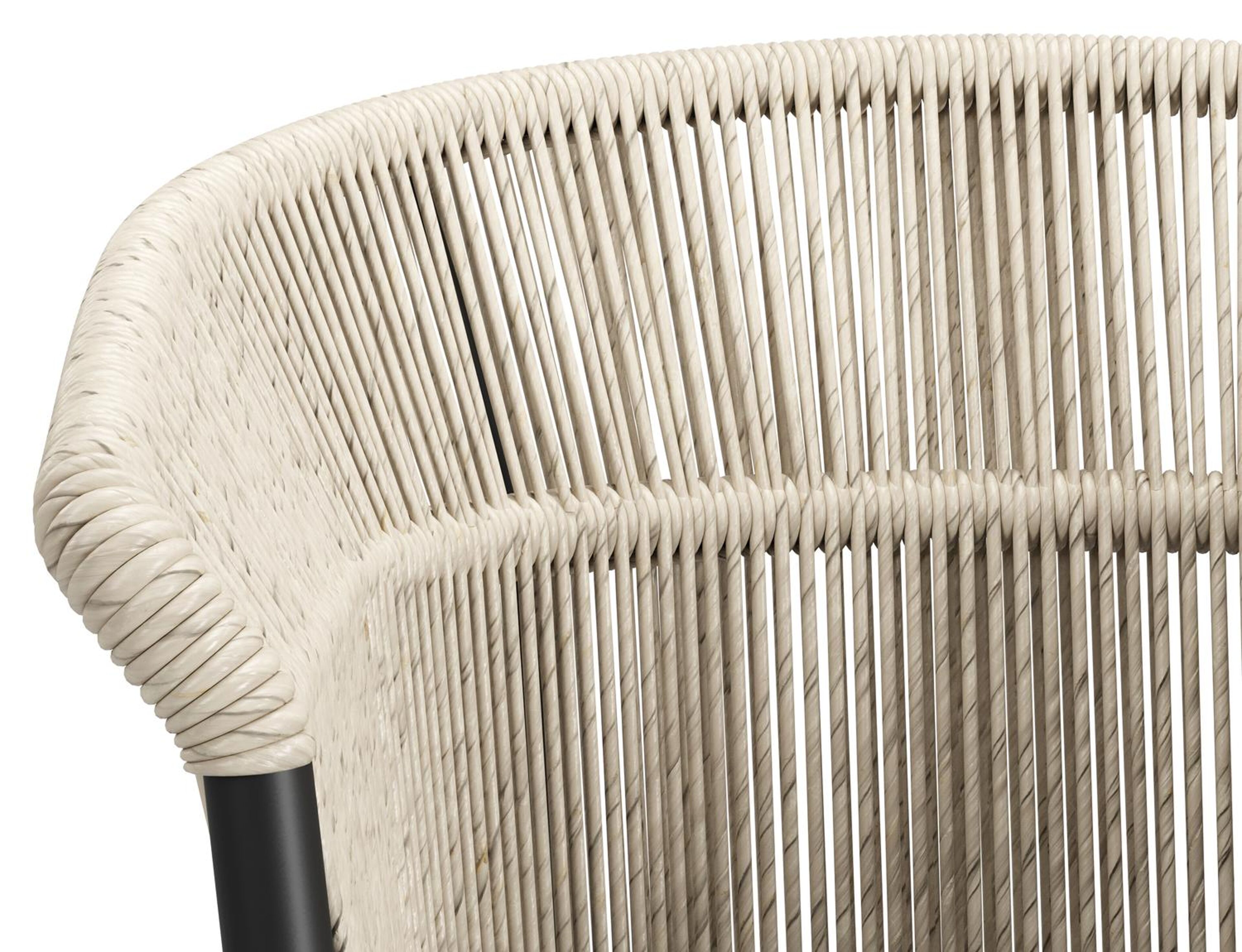 Pamplona bootvormige tuinset in zwart aluminium en sintered stone notte minerale met 6 Matera tuinstoelen