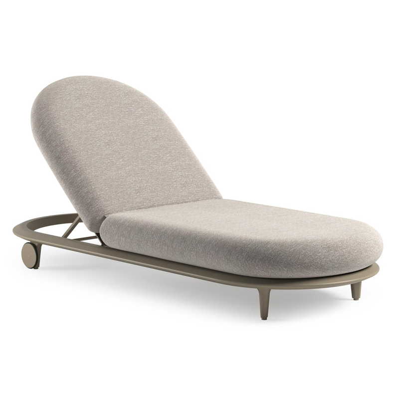 Bomero verstelbaar ligbed in beige aluminium met tundra sand all weather sunbrella® luxe