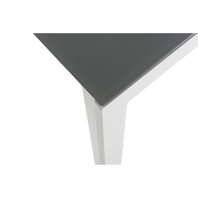Table de jardin Caldela en aluminium blanc et verre gris - Lg 200 x Larg. 90 x H 75 cm