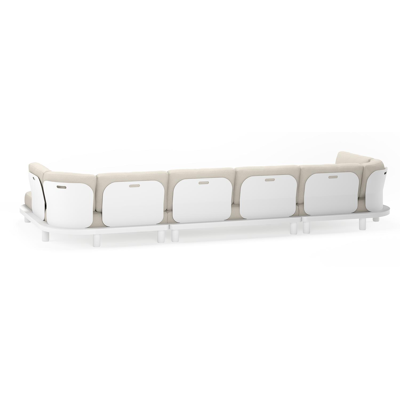 Donato loungehoek in wit aluminium met chartres silver all weather sunbrella® luxe kussens