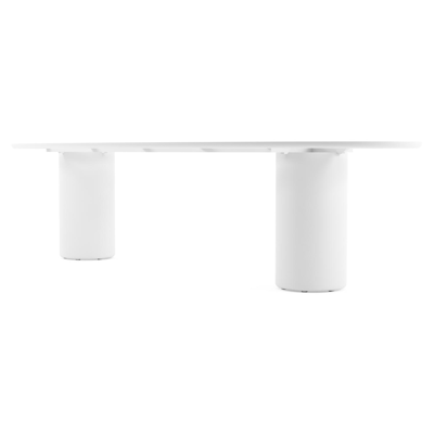 Amico tuintafel ovaal in wit aluminium en volkeramiek Taj Mahal - L 320 x B 130 x H 73.5 cm