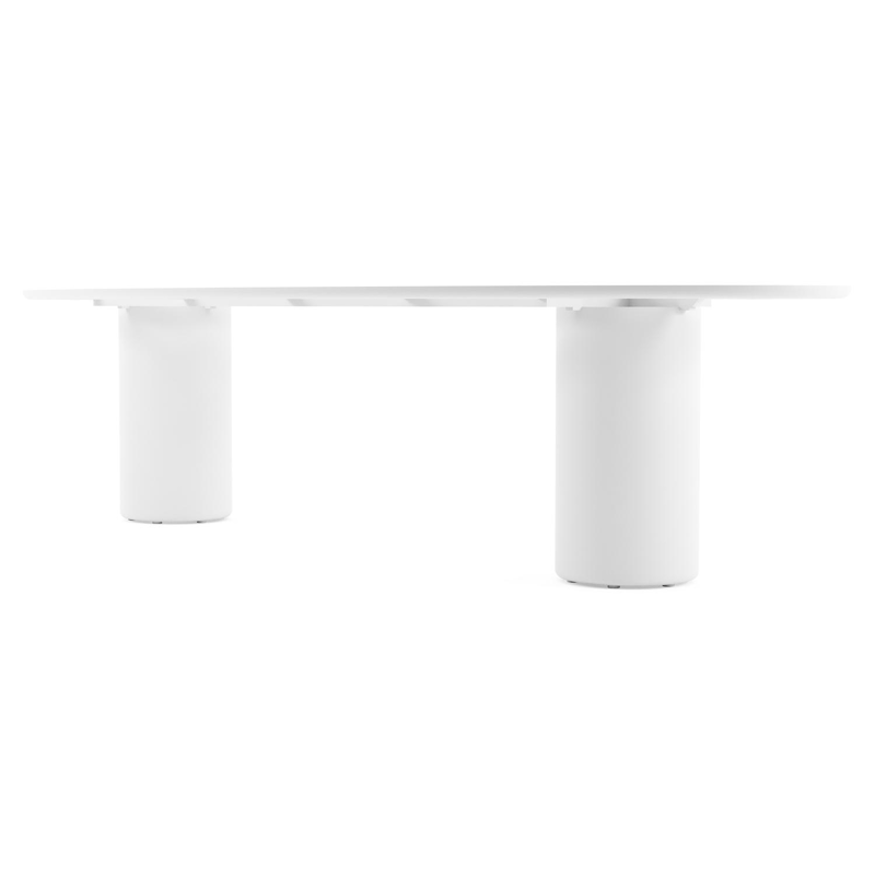 Amico tuintafel ovaal in wit aluminium en volkeramiek Travertino Bianco - L 320 x B 130 x H 73.5 cm