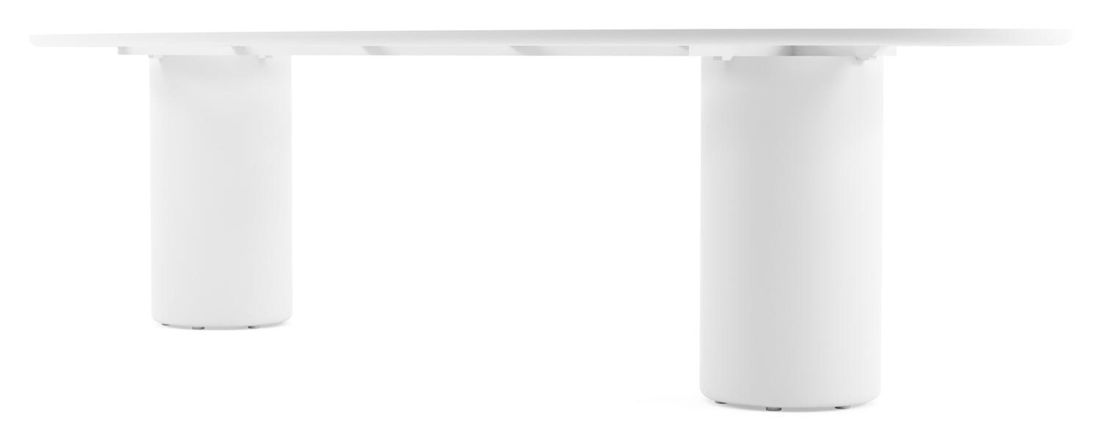 Table de jardin Amico oval en aluminium blanc et céramique pleine Shilin - Lg. 320 x Lrg. 130 x Haut. 74 cm
