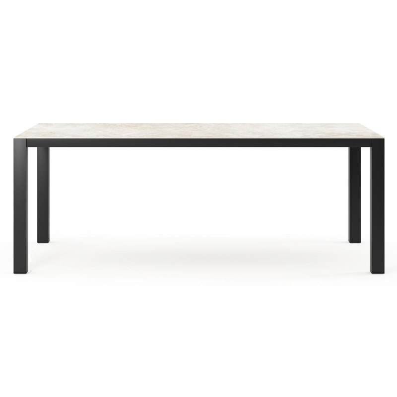 Como tuintafel rechthoekig in zwart aluminium en volkeramiek Rapolano L 200 x B 100 cm