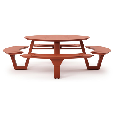 Rondino picknicktafel rond in roestbruin aluminium - Dia. 236 x H 71.5 cm