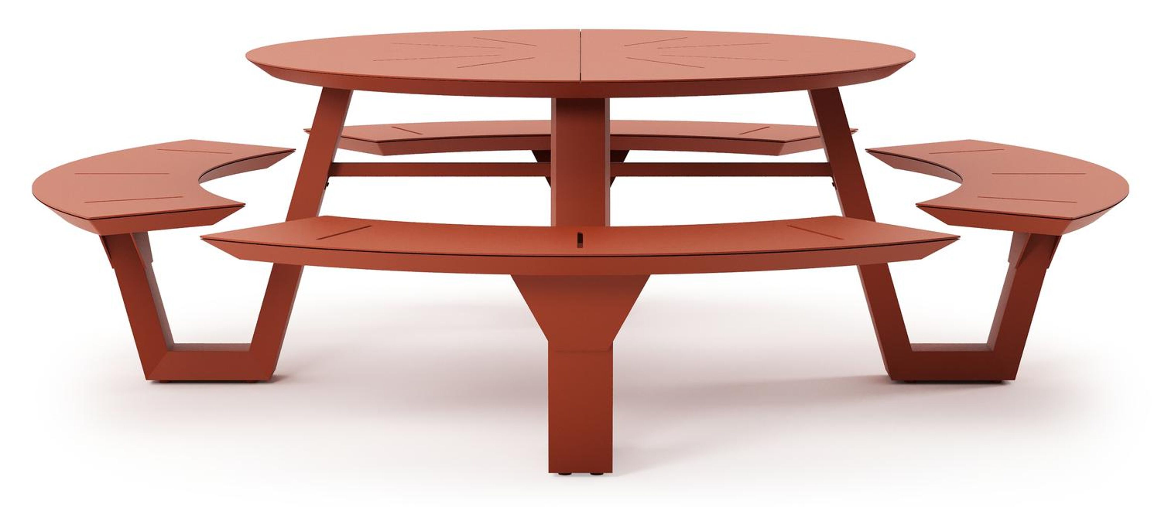 Rondino picknicktafel rond in roestbruin aluminium - Dia. 236 x H 71.5 cm