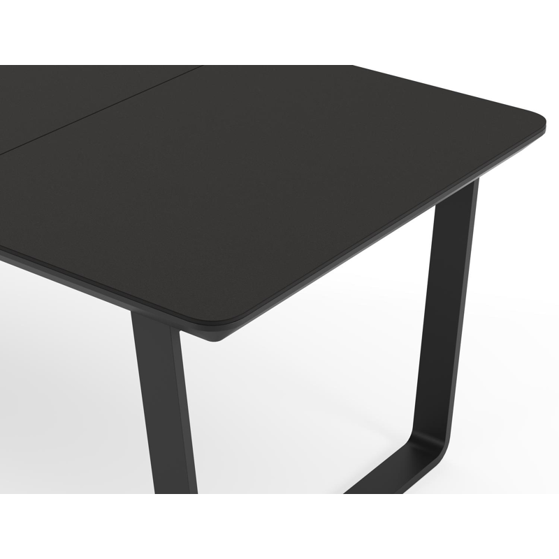 Alora tuintafel rechthoekig afgerond in zwart aluminium en sintered stone zwart - L 220 x B 100 x H 74.5 cm