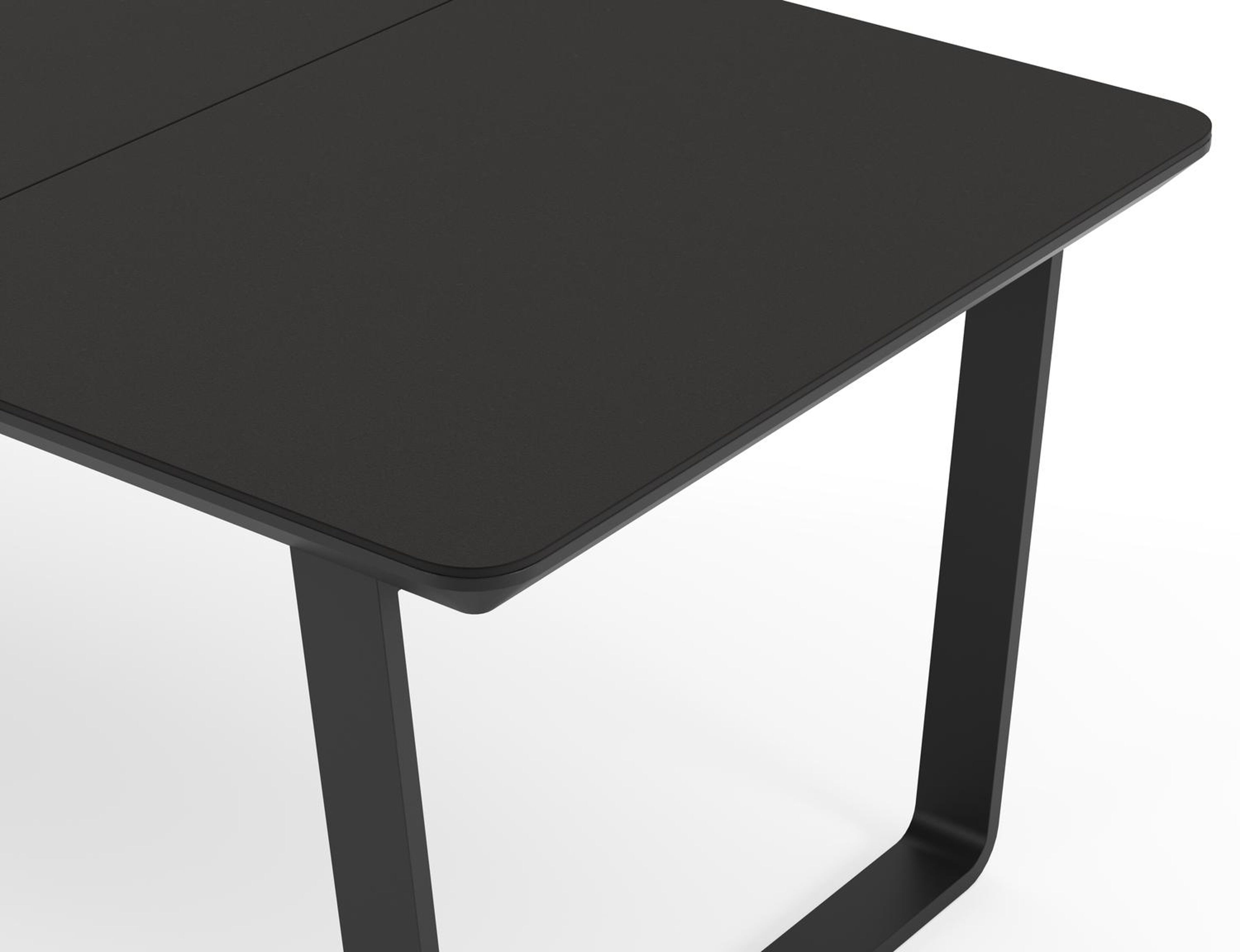 Alora tuinset in zwart aluminium en zwart sintered stone met 6 stapelbare Guarda tuinstoelen