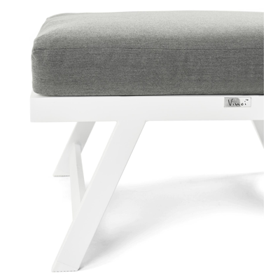 Cerres lounge poef in wit aluminium met grijs polyester kussen