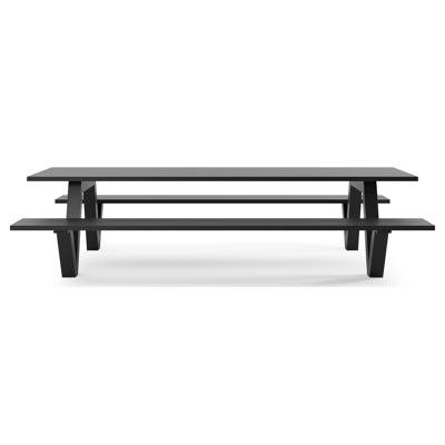Norma picknicktafel in zwart aluminium - L 300 x B 213 x H 74 cm
