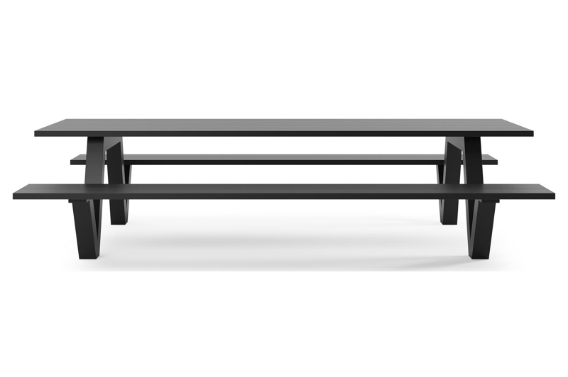 Norma picknicktafel in zwart aluminium - L 300 x B 213 x H 74 cm