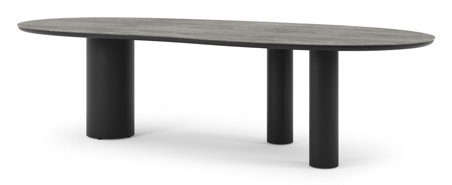 Table de jardin Organo organique en aluminium noir et céramique pleine Aspen Grey Lg. 280 x Lrg. 120 x Haut. 74 cm
