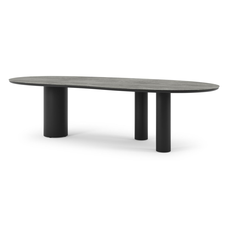 Organo tuintafel organisch in zwart aluminium en volkeramiek Aspen Grey L 280 x B 120 x H 74 cm