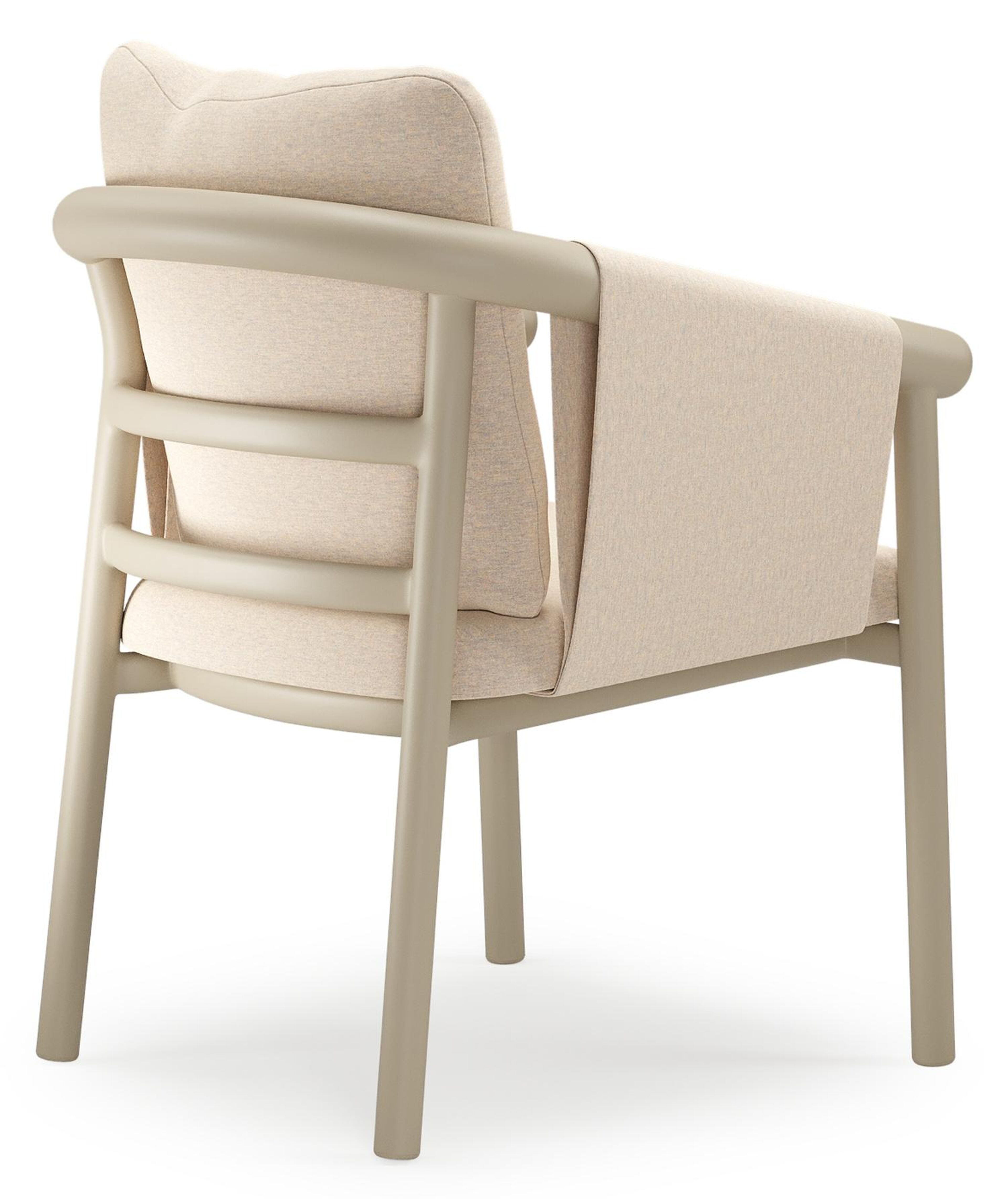 Chaise de jardin empilable Amico en aluminium beige et aluminium beige avec coussin en All Weather Sunbrella® Luxe Heritage Papyrus