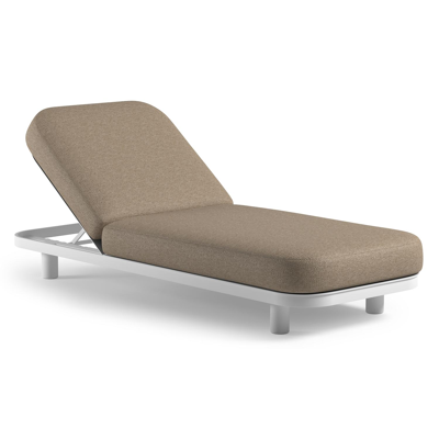 Chaise longue réglable Donato en aluminium blanc et coussin en all weather Cosytica madagascar oak