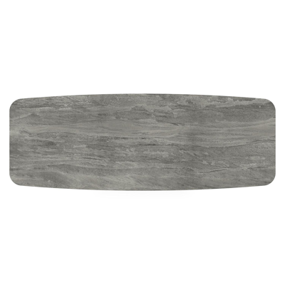 Orso tuintafel bootvorm in wit aluminium en volkeramiek Aspen Grey - L 315 x B 115 x H 75 cm