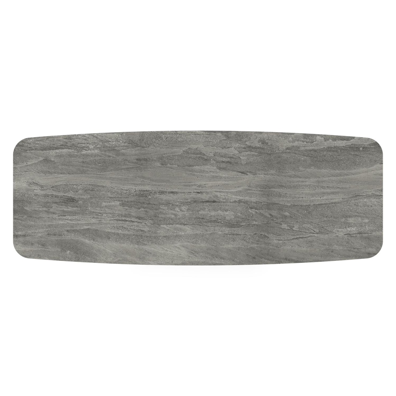 Orso tuintafel bootvorm in wit aluminium en volkeramiek Aspen Grey - L 315 x B 115 x H 75 cm
