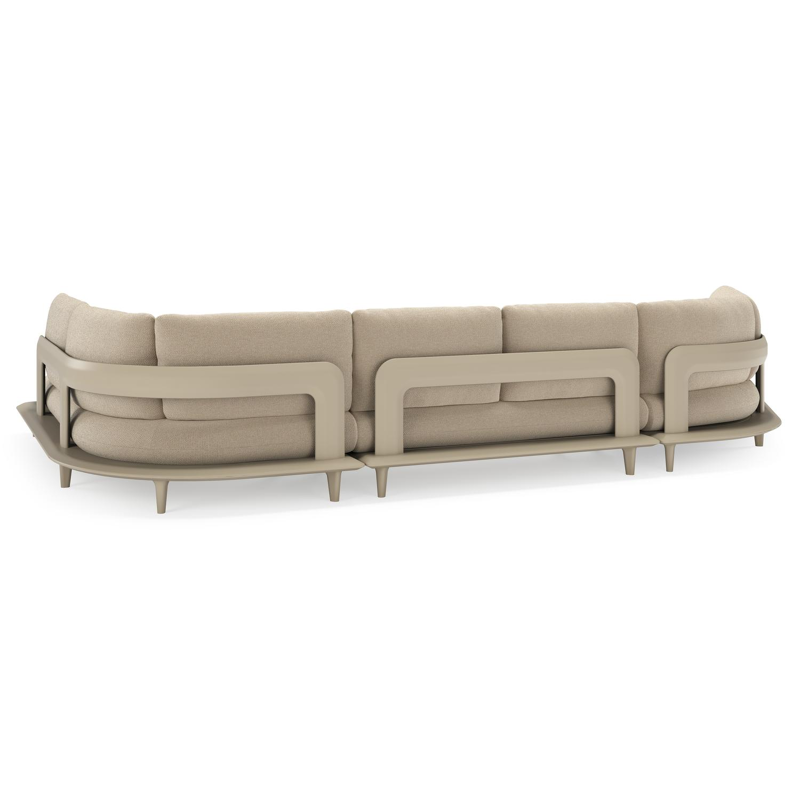 Bomero loungehoek in beige aluminium met althea chalk all weather cosytica kussen