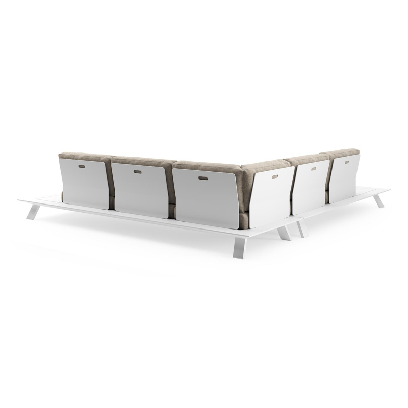 Cesano loungehoek in wit aluminium met chartres pewter all weather Sunbrella® luxe kussen