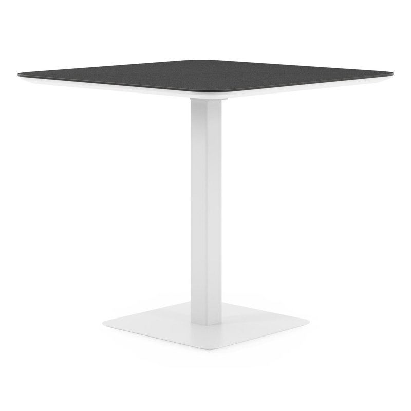 Fano kantelbare tuintafel afgerond vierkant in wit aluminium en volkeramiek Nero Black - L 80 x B 80 x H 72.5 cm