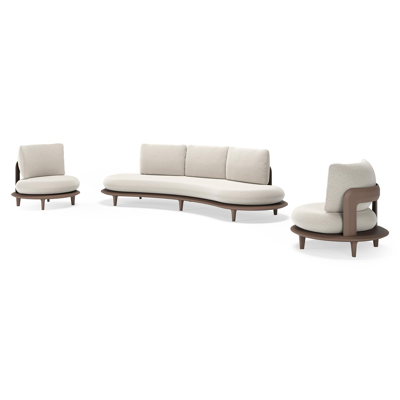 Bomero loungeset in taupe aluminium met firenze natural all weather solica kussen