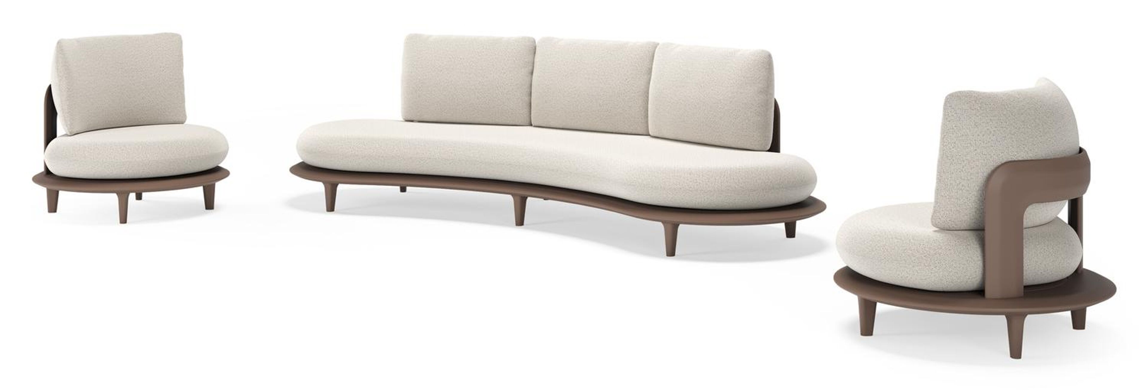 Bomero loungeset in taupe aluminium met firenze natural all weather solica kussen