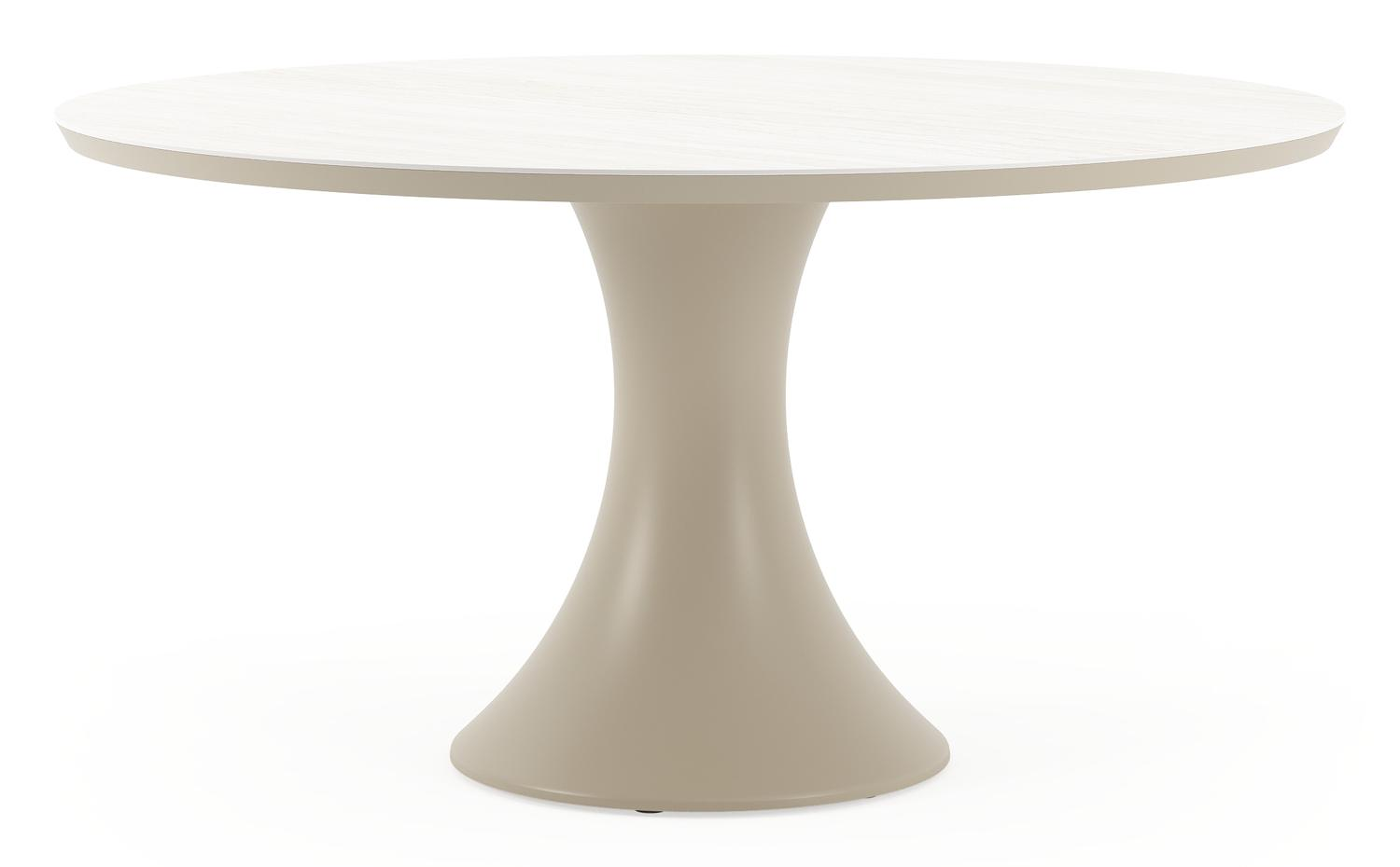 Table de jardin Fano ronde en aluminium beige et céramique pleine Calista Diam. 148 x Haut. 75 cm
