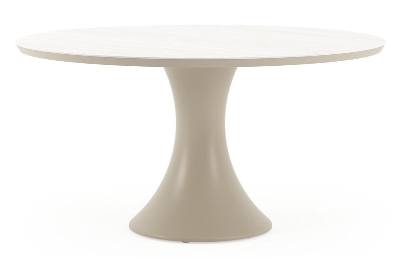 Fano tuintafel rond in beige aluminium en volkeramiek Rapolano dia. 148 cm