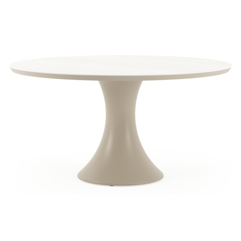 Fano tuintafel rond in beige aluminium en volkeramiek Rapolano dia. 148 cm