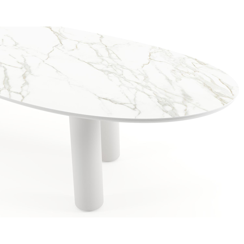Amico tuintafel organisch in wit aluminium en volkeramiek Calacatta - L 320 x B 120 x H 73.5 cm
