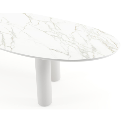 Amico tuintafel organisch in wit aluminium en volkeramiek Calacatta - L 320 x B 120 x H 73.5 cm