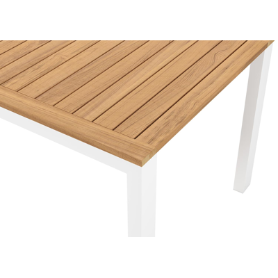 Trente tuinset in wit aluminium en naturel teak tafelblad met 6 Puglia tuinstoelen