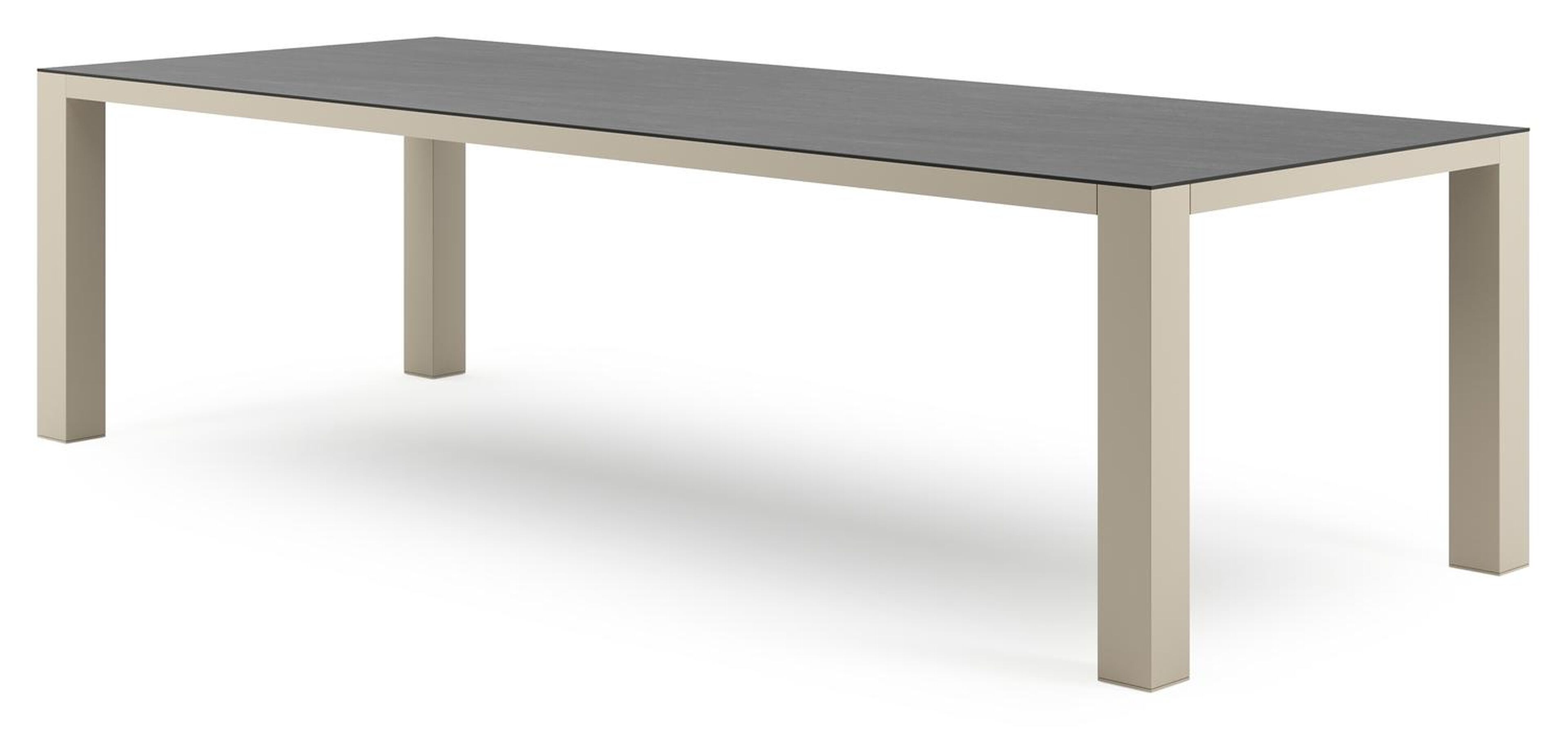 Nano tuintafel rechthoekig in beige aluminium en volkeramiek Basalt Black - L 280 x B 110 x H 75 cm