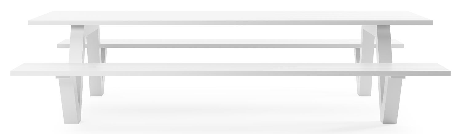 Norma picknicktafel in wit aluminium - L 300 x B 213 x H 74 cm