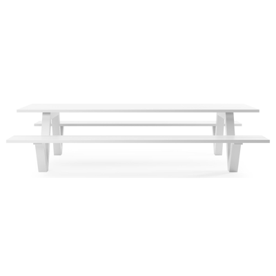 Norma picknicktafel in wit aluminium - L 300 x B 213 x H 74 cm
