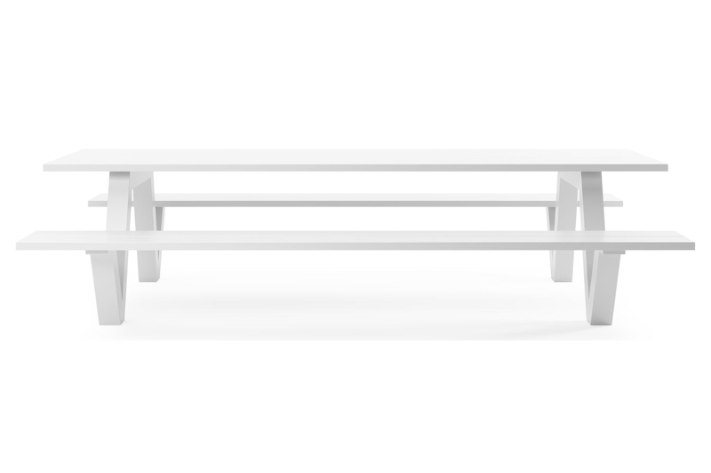 Norma picknicktafel in wit aluminium - L 300 x B 213 x H 74 cm