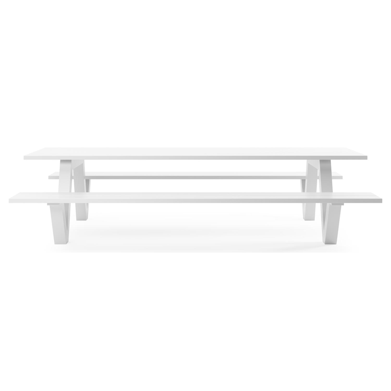 Norma picknicktafel in wit aluminium - L 300 x B 213 x H 74 cm