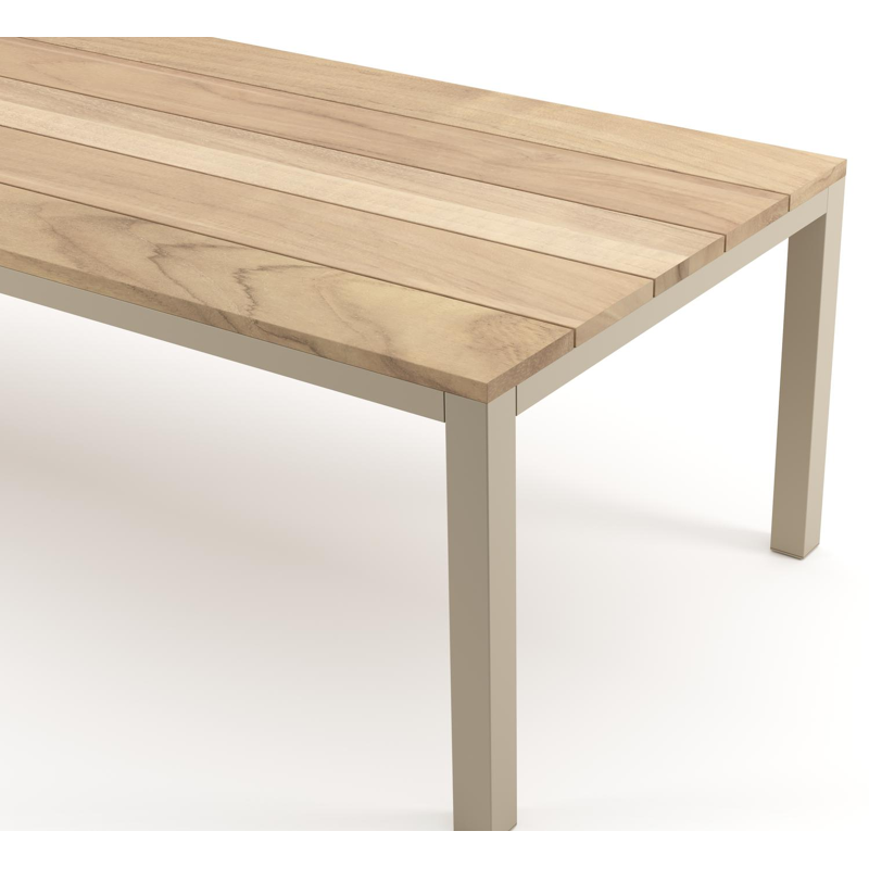 Como tuintafel rechthoekig in beige aluminium en teak - L 280 x B 110 x H 73 cm