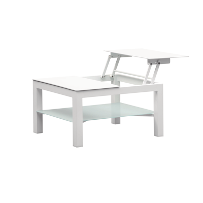 SEDONA koffietafel "2 folding tops" alu/glas wit