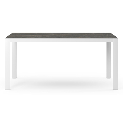 Como tuintafel in wit aluminium en volkeramiek Black Obsession - L 160 x B 100 x H 75 cm