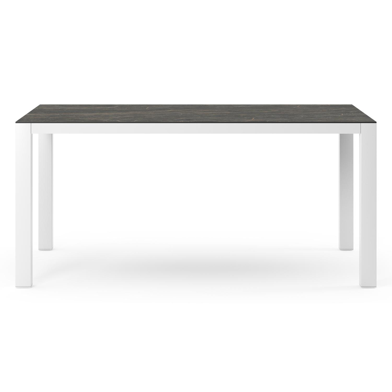 Table de jardin Como en aluminium blanc et céramique pleine Black Obsession - Lg. 160 x Lrg. 100 x Haut. 75 cm