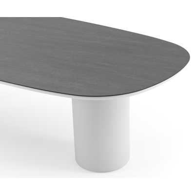Amico tuintafel bombo in wit aluminium en volkeramiek Basalt Black - L 270 x B 125 x H 73.5 cm
