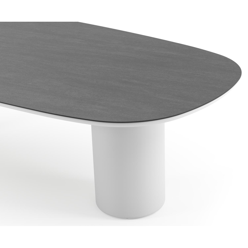 Amico tuintafel bombo in wit aluminium en volkeramiek Basalt Black - L 270 x B 125 x H 73.5 cm