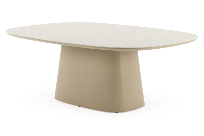 Amico tuintafel bombo xl in beige aluminium en volkeramiek Shilin - L 210 x B 148 x H 73.5 cm