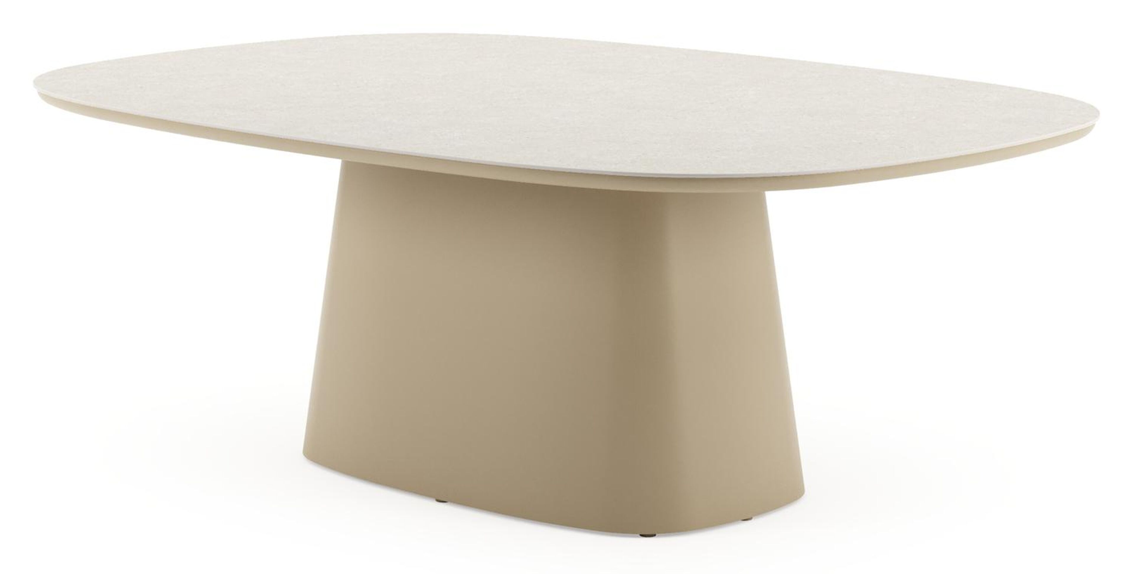 Table de jardin Amico bombo xl en aluminium beige et céramique pleine Shilin - Lg. 210 x Lrg. 148 x Haut. 73.5 cm