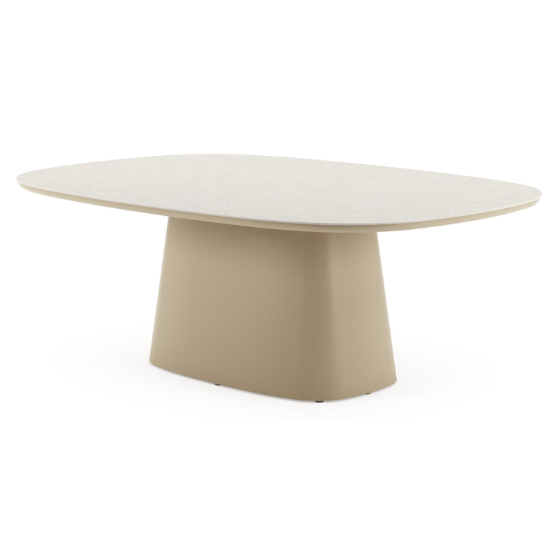 Amico tuintafel bombo xl in beige aluminium en volkeramiek Shilin - L 210 x B 148 x H 73.5 cm
