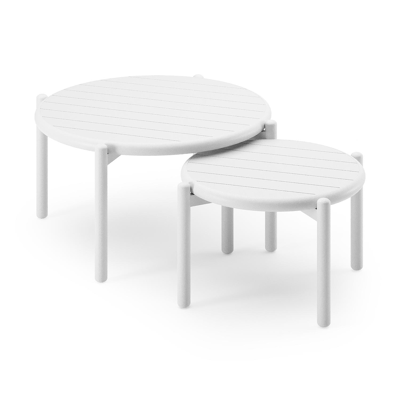 Pulo loungetafels in wit aluminium - Dia. 70 - 50 x H. 37.5 - 32.5 cm
