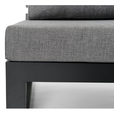 Salon de jardin d'angle Rosarno en aluminium noir avec coussins en weather+ softtouch gris